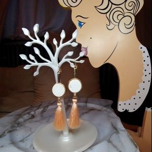 4/$20 Blush Pink Tassel Dangle Earrings Gold